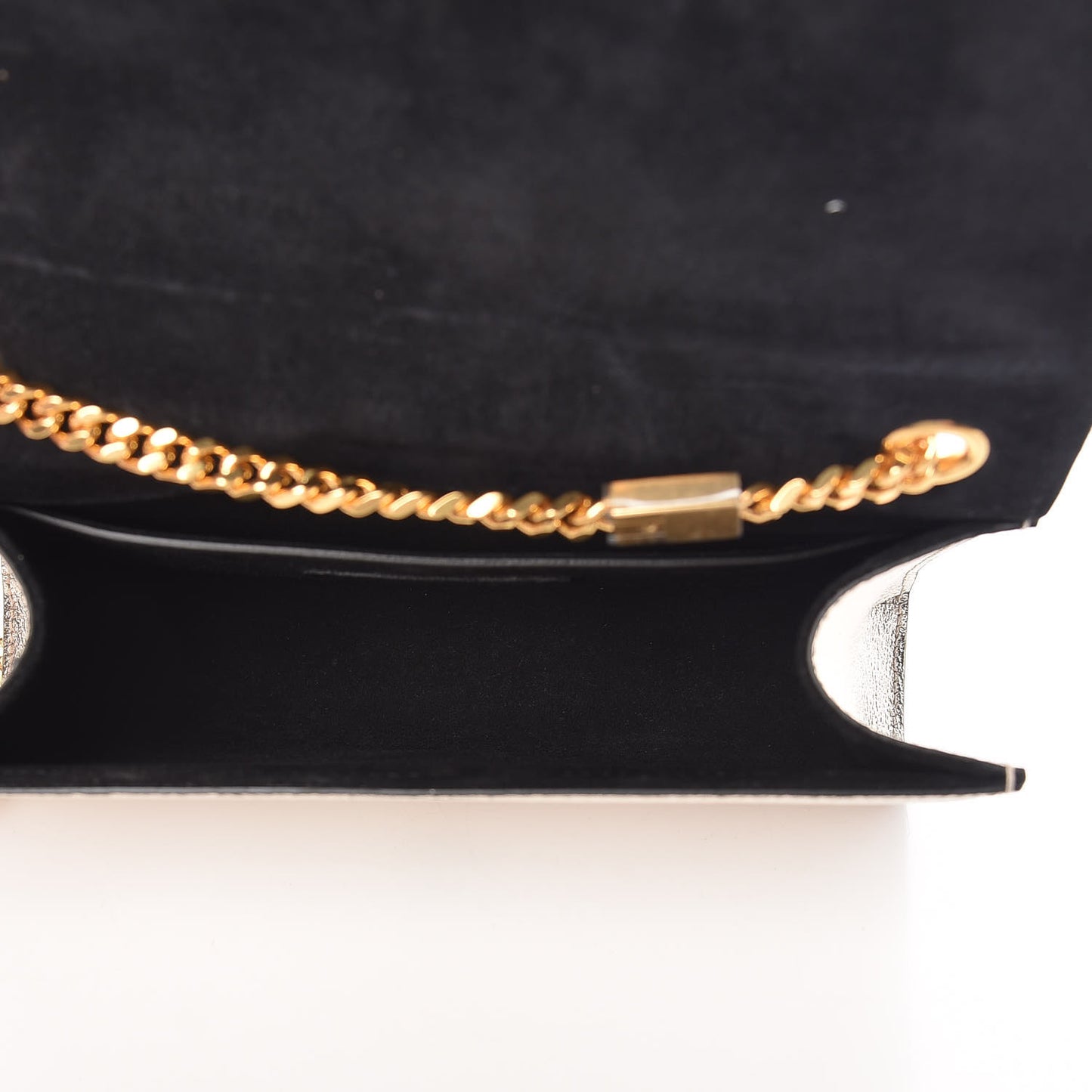 Textured Metallic Calfskin Small Monogram Kate Satchel Gold