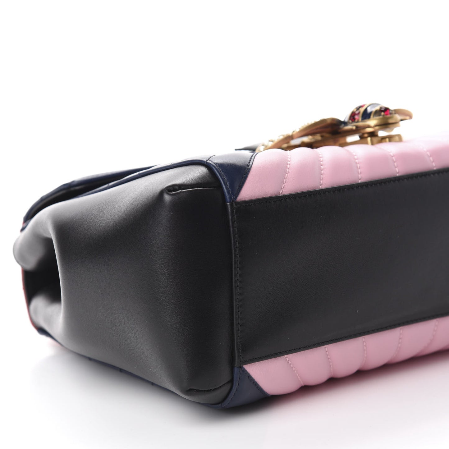 Calfskin Bamboo Trapuntata Queen Margaret Top Handle Bag Blue Agata Hibiscus Red Mystic White Sugar Pink