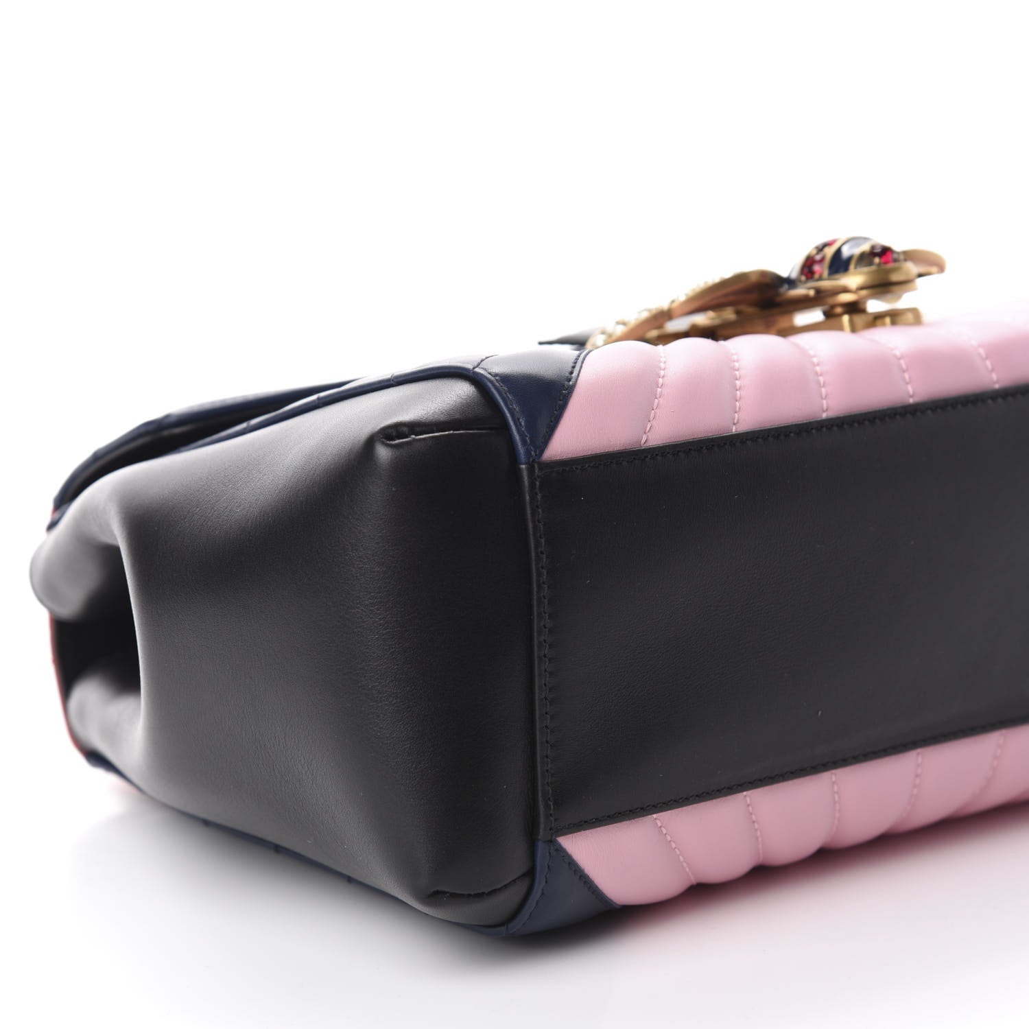 Gucci Calfskin Bamboo Trapuntata Queen Margaret Top Handle Bag Blue Agata Hibiscus Red Mystic White Sugar Pink 7 of 11