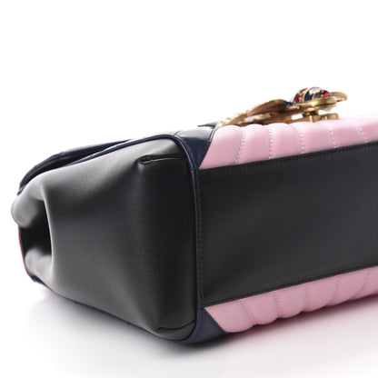 Gucci Calfskin Bamboo Trapuntata Queen Margaret Top Handle Bag Blue Agata Hibiscus Red Mystic White Sugar Pink 7 of 11