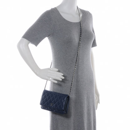 Chanel Lambskin Wallet On Chain WOC Navy 2 of 8