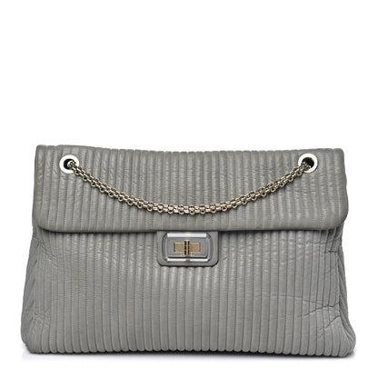 Chanel Iridescent Calfskin Vertical Quilted Mademoiselle Lock Bijoux Flap Shoulder Bag Grey 1 of 11