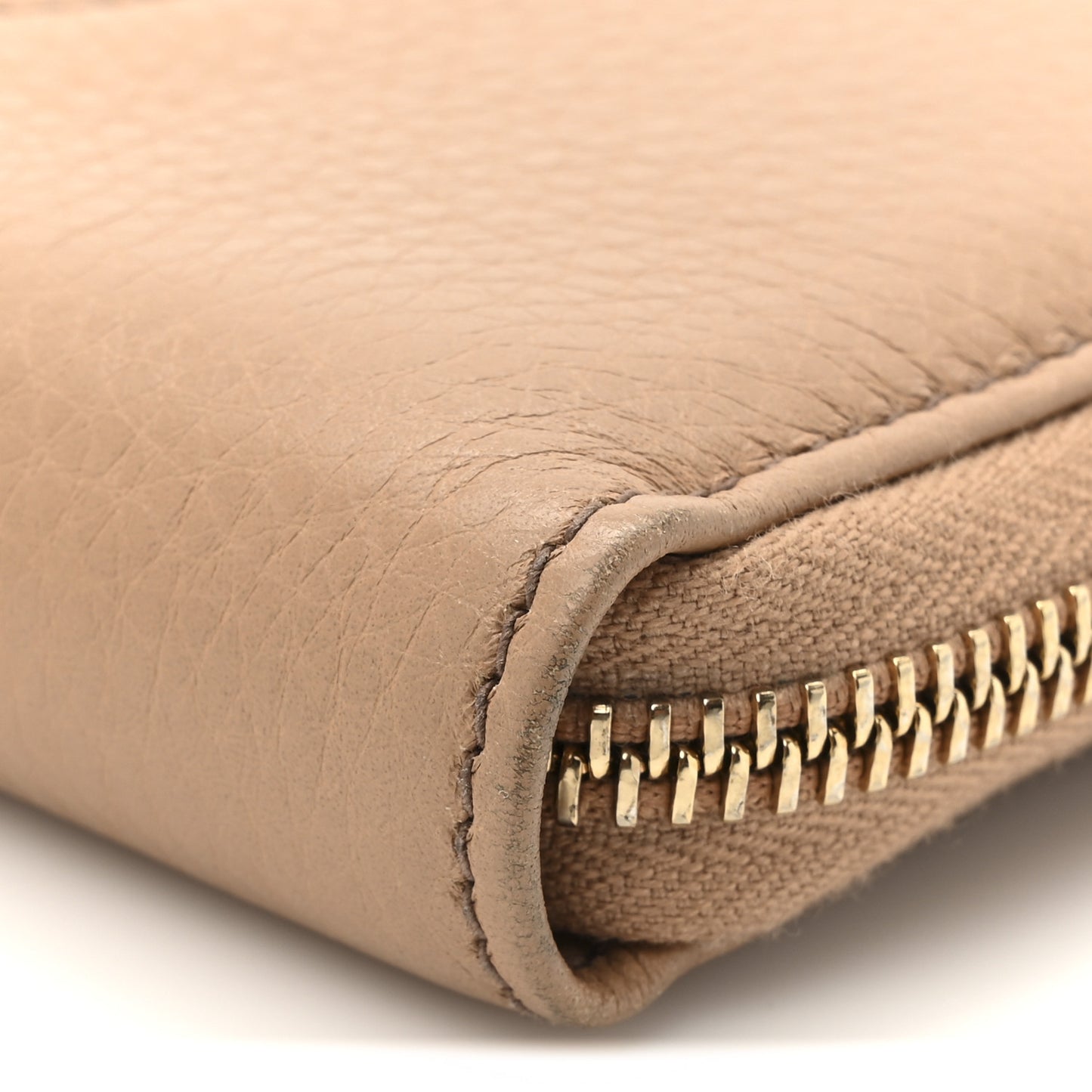 Pebbled Calfskin Soho Zip Around Wallet Camelia