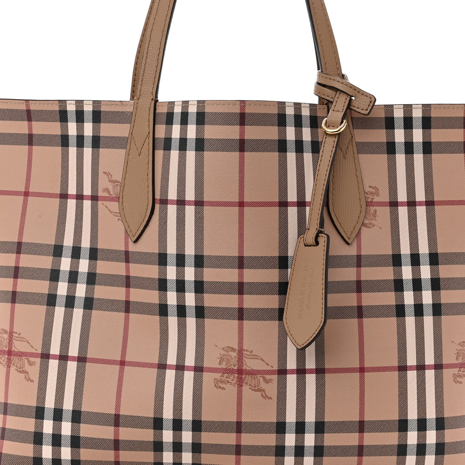 Burberry Grainy Calfskin Haymarket Check Medium Reversible Tote Camel 13 of 18