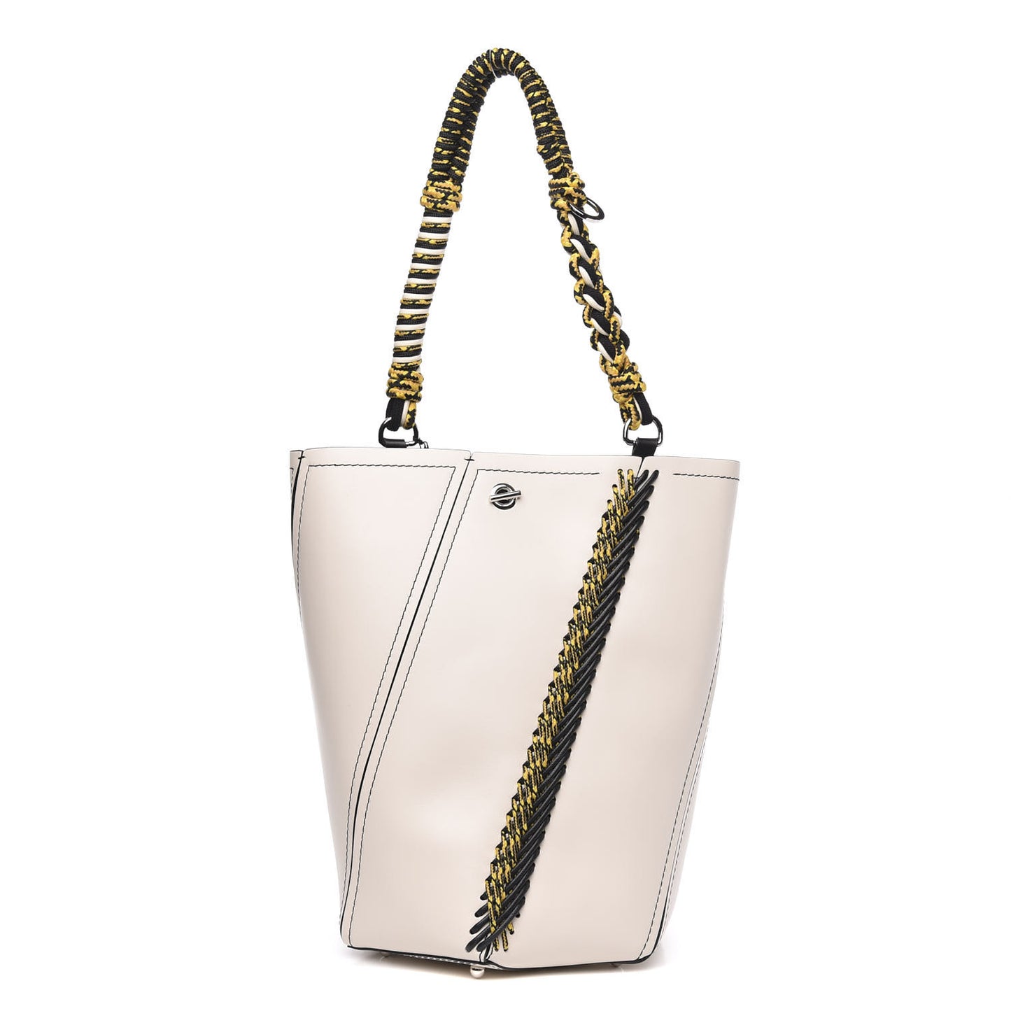 Smooth Calfskin Crochet Medium Hex Bucket Bag Clay
