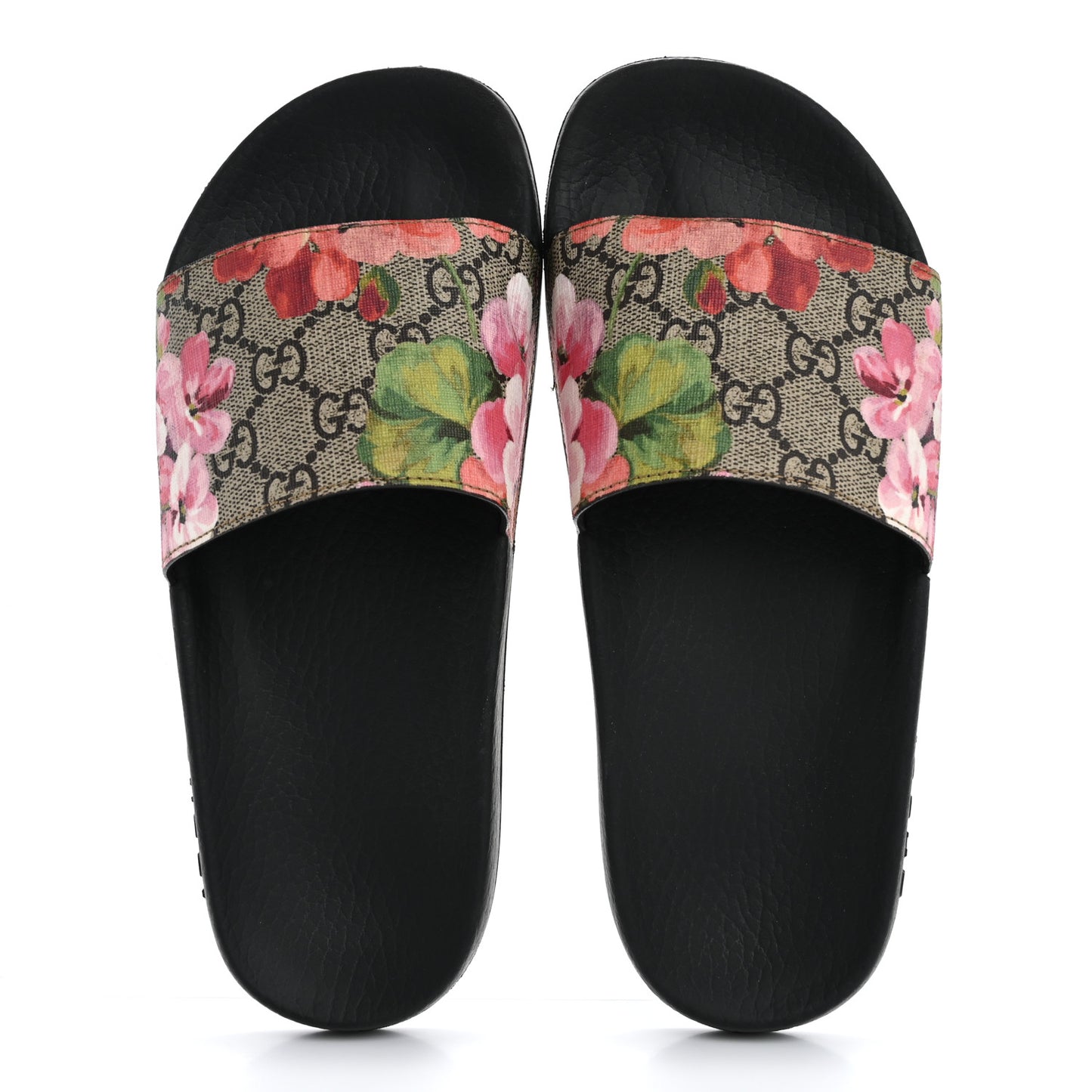 GG Supreme Monogram Blooms Slide Sandals 36 Beige Multicolor