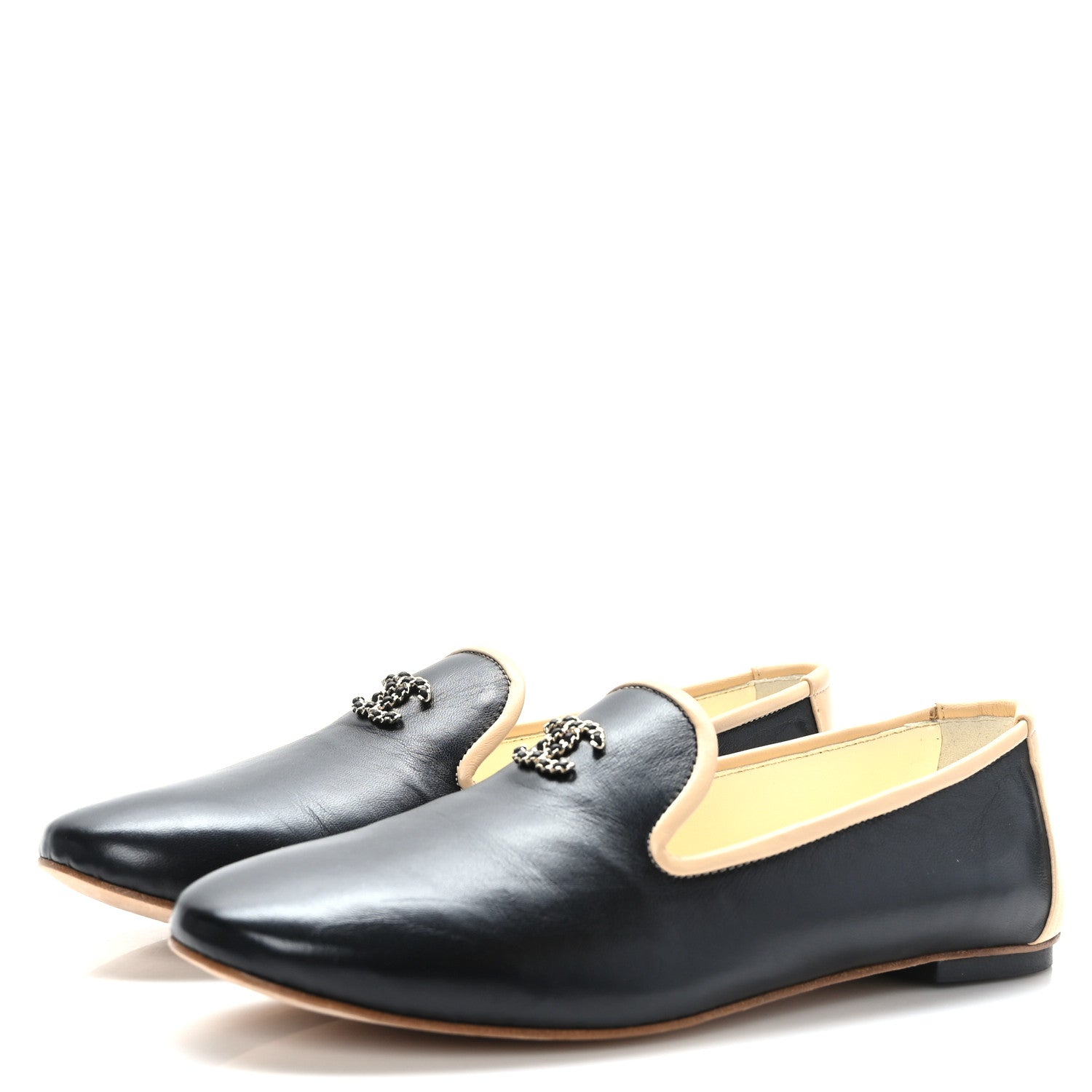 Chanel Lambskin CC Loafers 36.5 Black 3 of 9