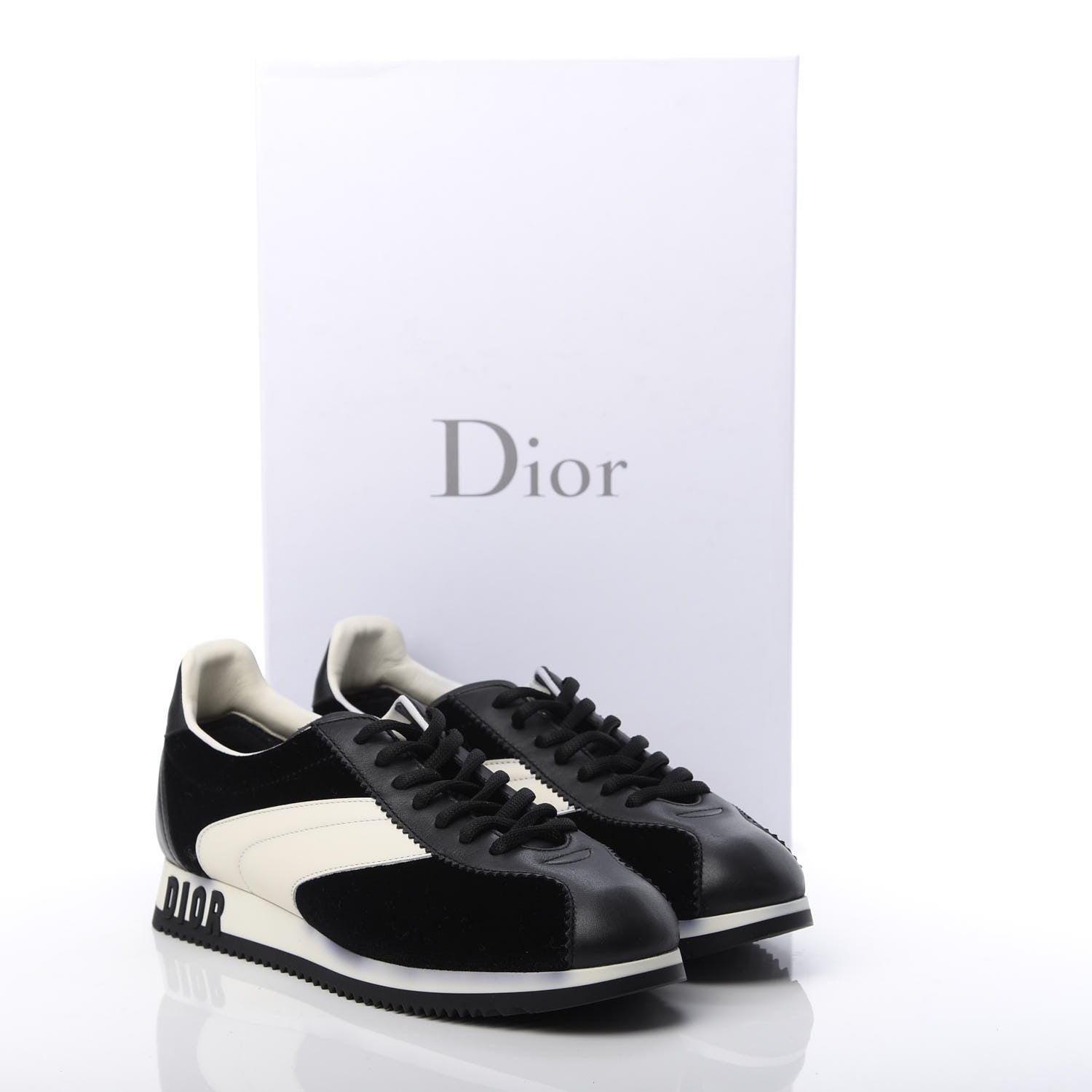 Christian Dior Velvet Mix Diorun Sneakers 36 Black Off White 11 of 11