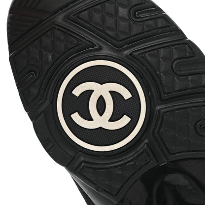 Chanel Nylon Calfskin Suede CC Sneakers 40 Black 6 of 8