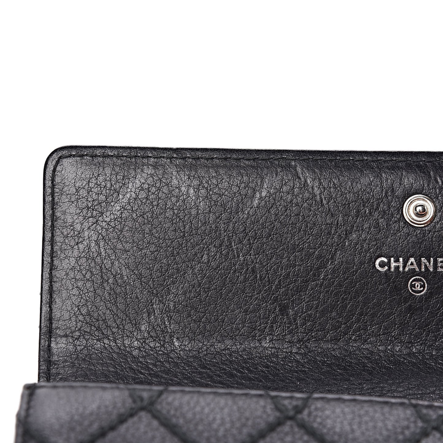 Calfskin Stitched Fancy CC Long Double Wallet Back