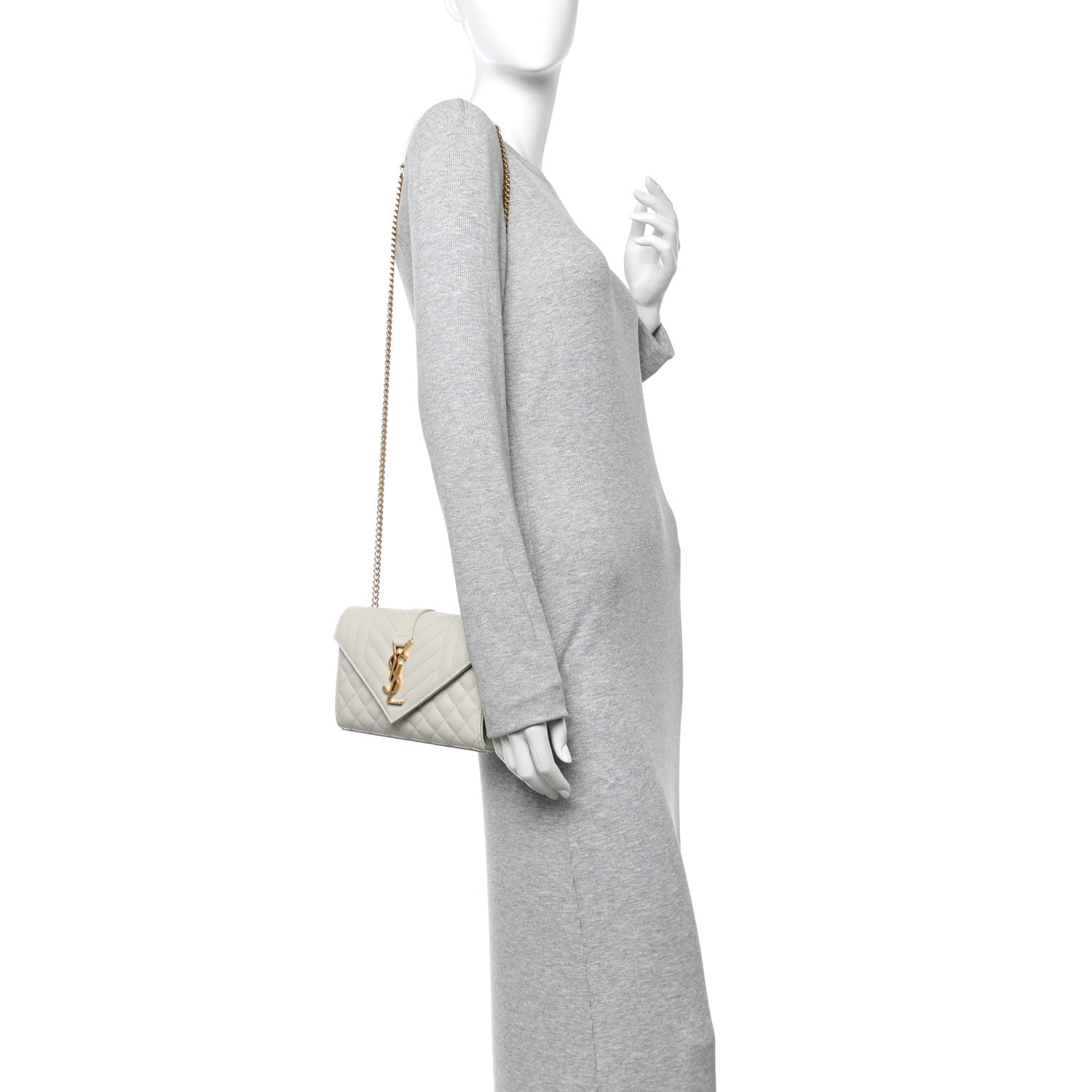 Saint Laurent Grain De Poudre Textured Mixed Matelasse Triquilt Small Monogram Satchel Crema Soft 2 of 11