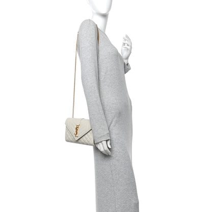 Saint Laurent Grain De Poudre Textured Mixed Matelasse Triquilt Small Monogram Satchel Crema Soft 2 of 11