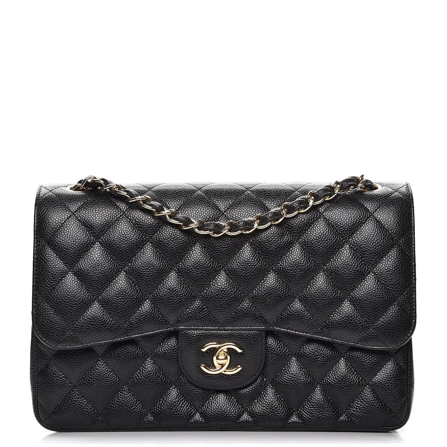 Caviar Quilted Jumbo Double Flap Black