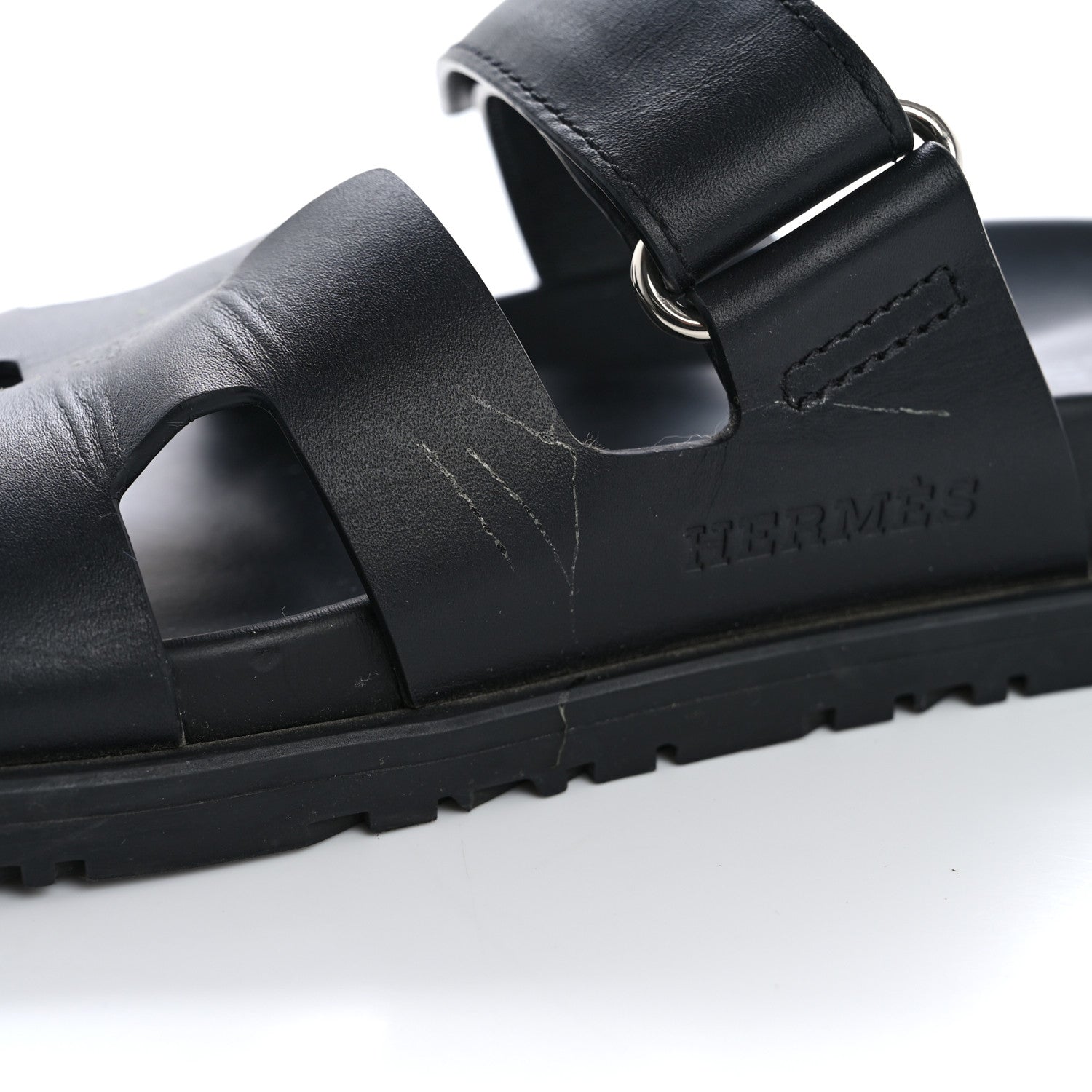 Hermes Calfskin Womens Chypre Sandals 35 Black 10 of 12