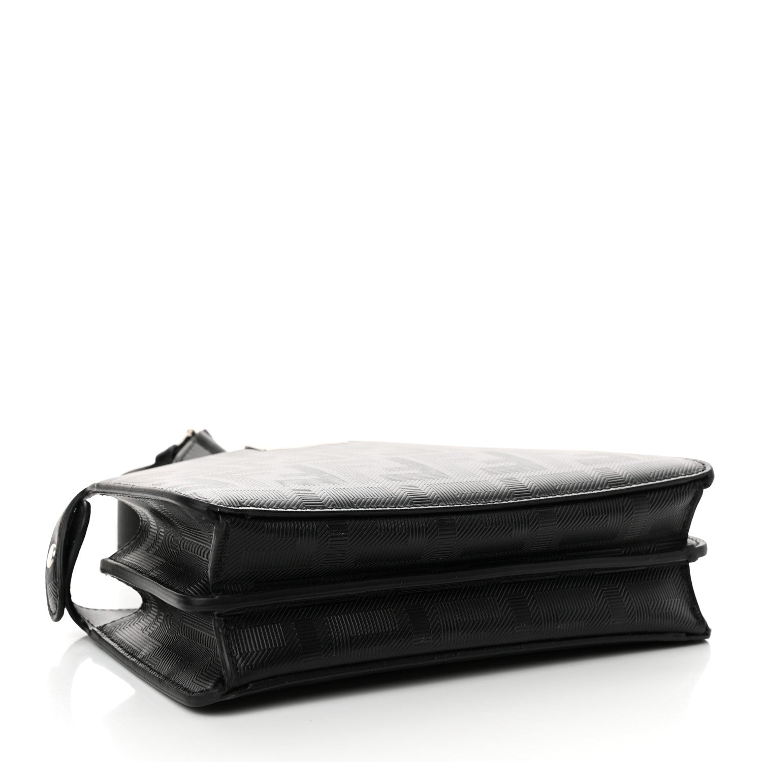 Fendi Calfskin Striped Texture FF Peekaboo I See U X Cross Satchel Black 4 of 10