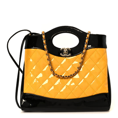 Chanel Patent Calfskin Quilted Mini 31 Shopping Bag Yellow Black 1 of 11