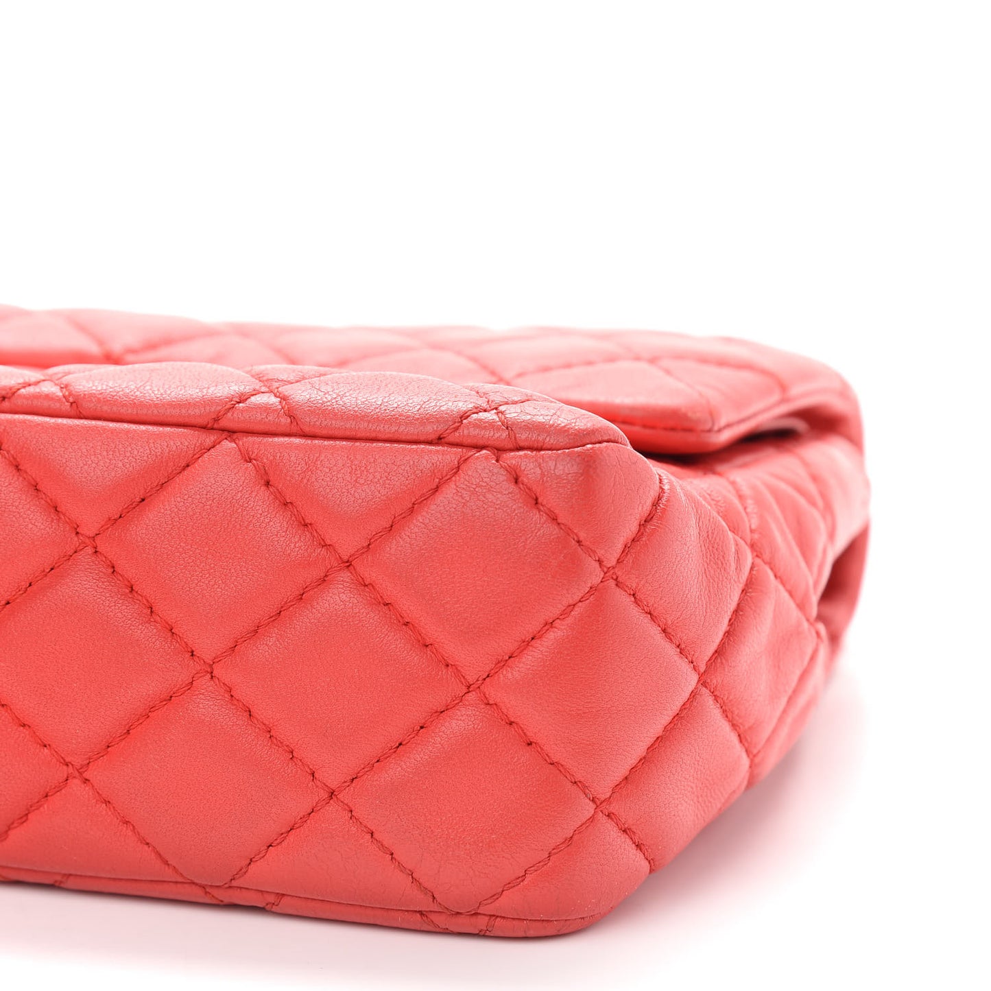 Lambskin Quilted Medium Double Flap Red