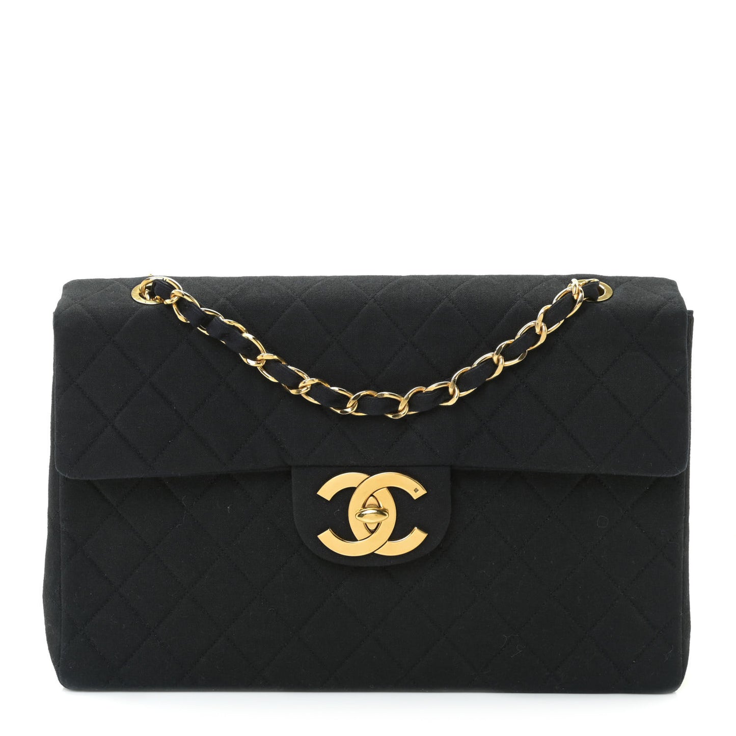 Canvas Quilted XL Jumbo Single Flap Black