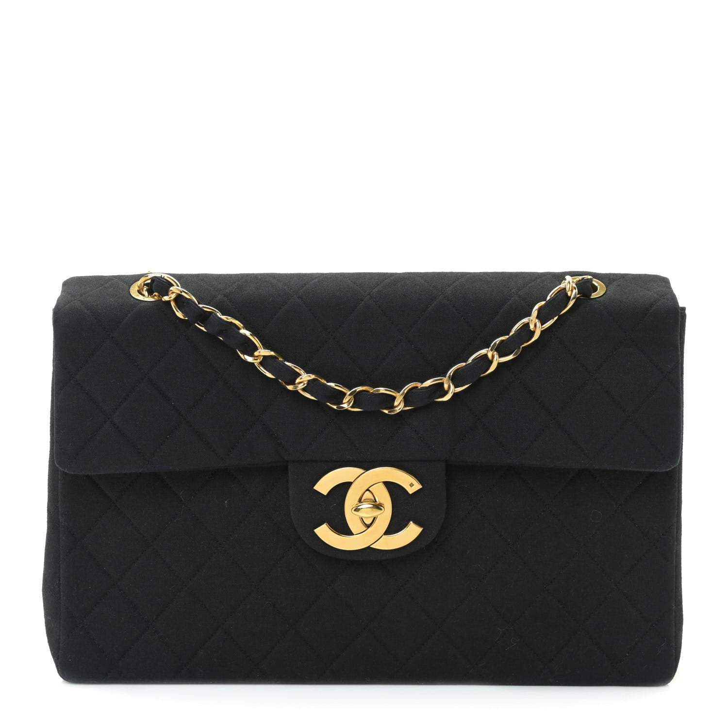 Chanel Canvas Quilted XL Jumbo Single Flap Black 1 of 9