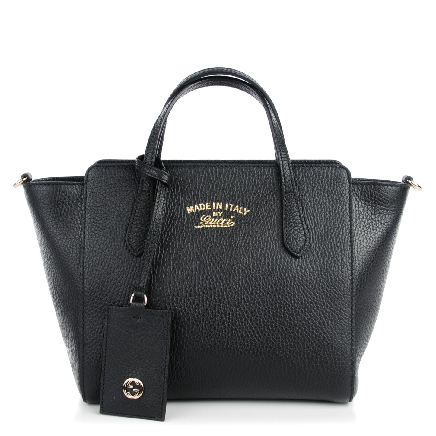 Dollar Calfskin Mini Swing Top Handle Bag Black
