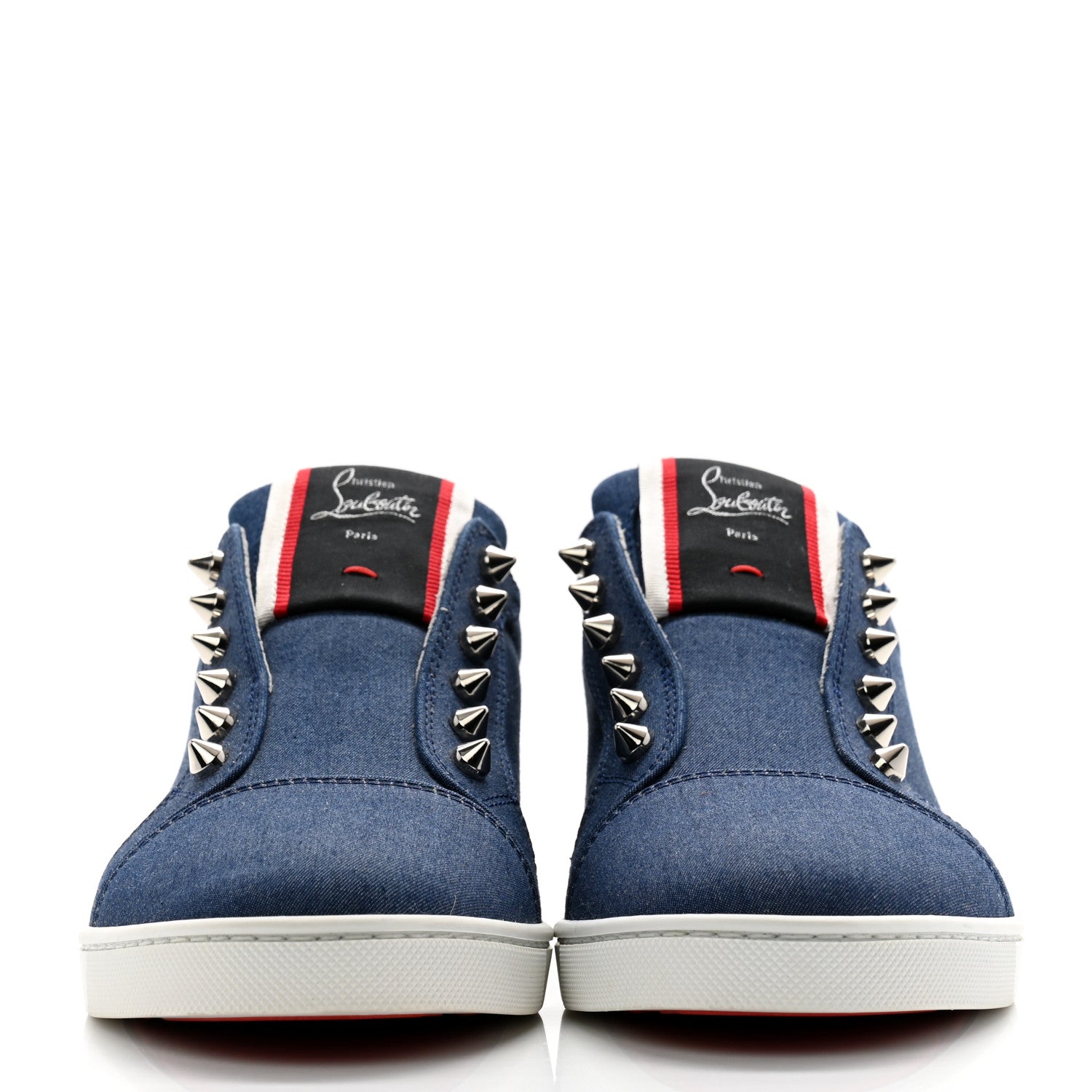 Christian Louboutin Denim Womens Fique A Vontade Sneakers 37.5 Light Blue 2 of 10