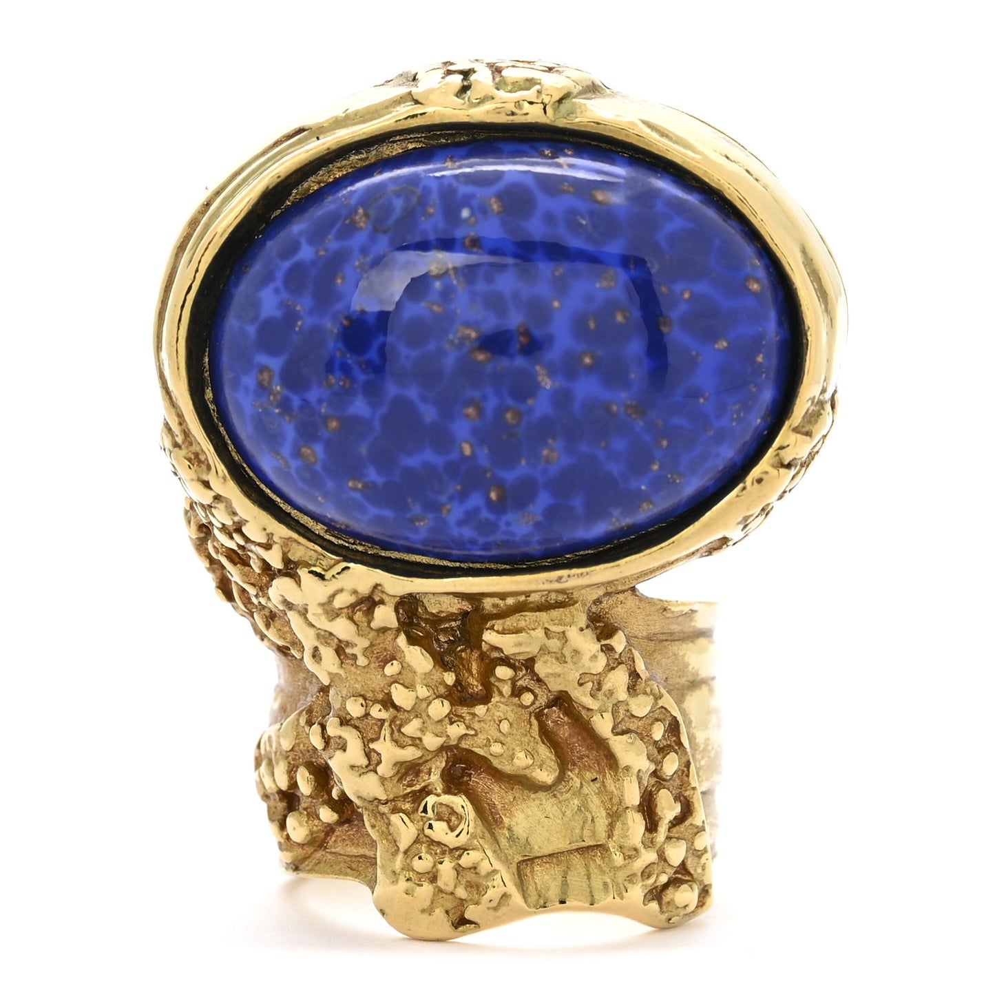 Glass Cabochon Arty Ovale Ring 52 6 Gold Blue