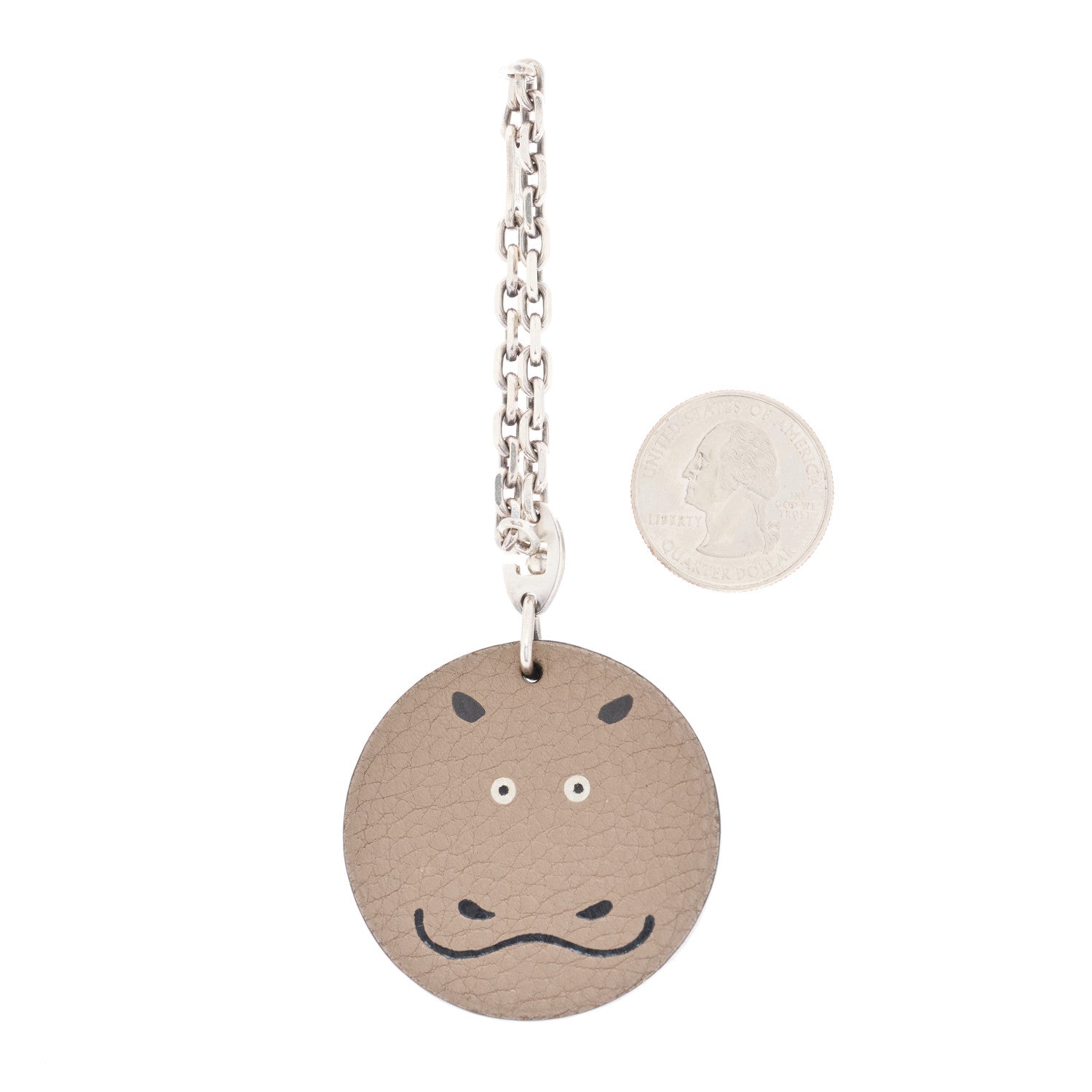 Hermes Togo Hippo Key Chain Bag Charm Gris Tourterelle 2 of 5