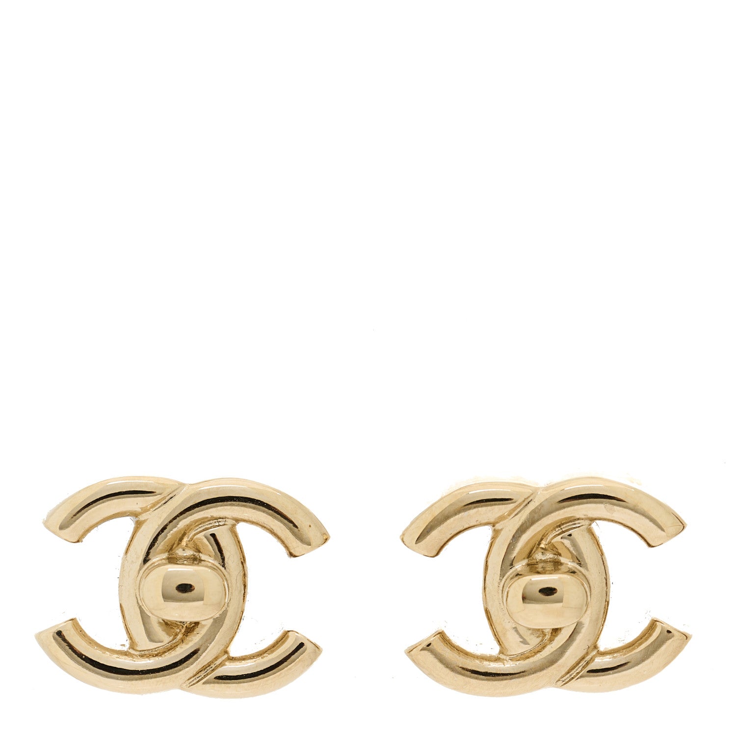 Chanel Metal CC Turnlock Earrings Gold 2 of 10