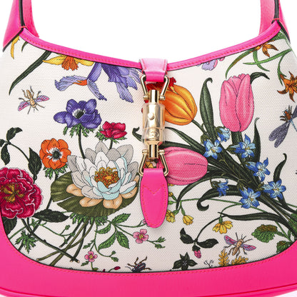 Gucci Canvas Flora Medium Jackie Hobo Fuchsia 8 of 10