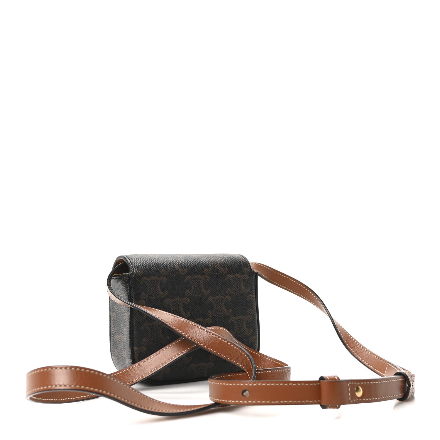 Celine Triomphe Canvas Calfskin Mini Triomphe Tan 3 of 10