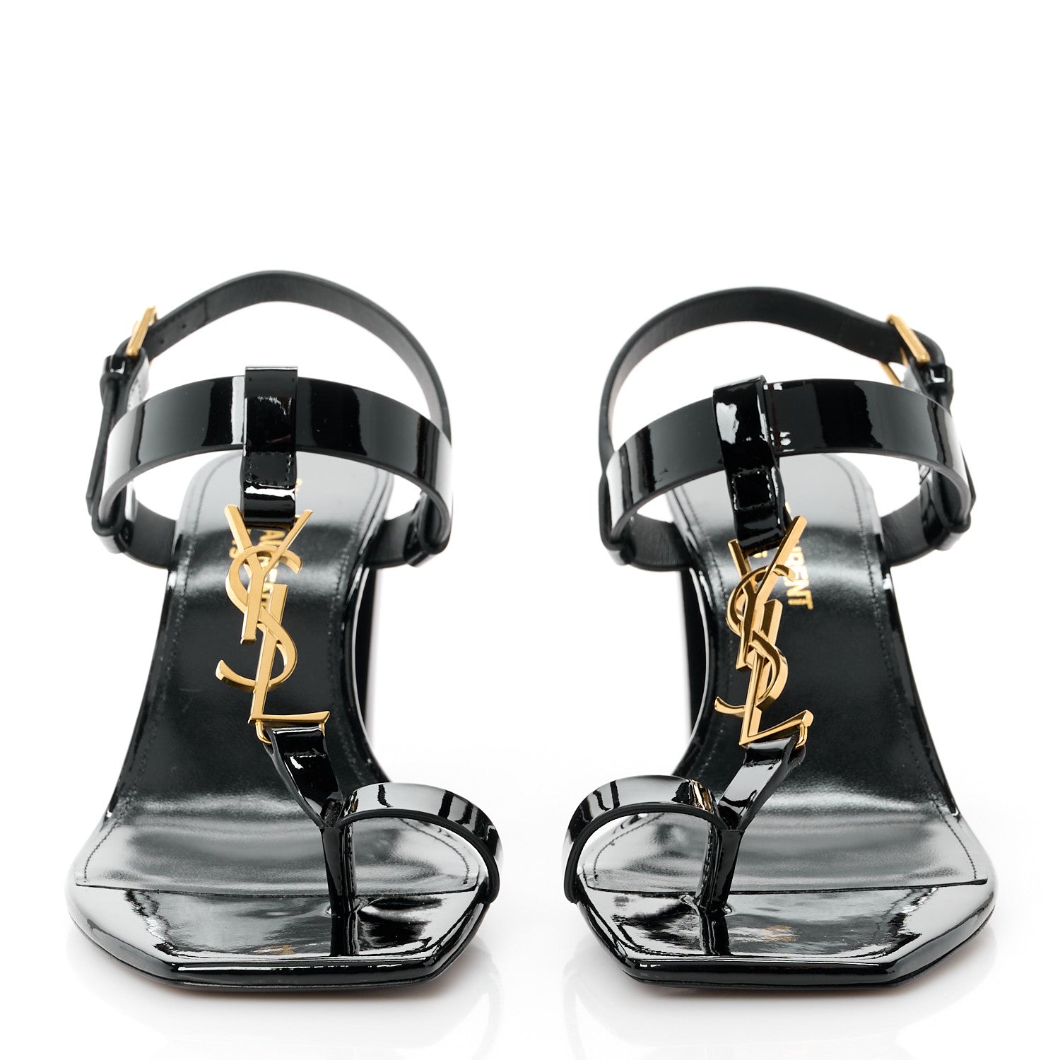 Saint Laurent Patent Calfskin Cassandra 75 Sandals 36 Black 2 of 9