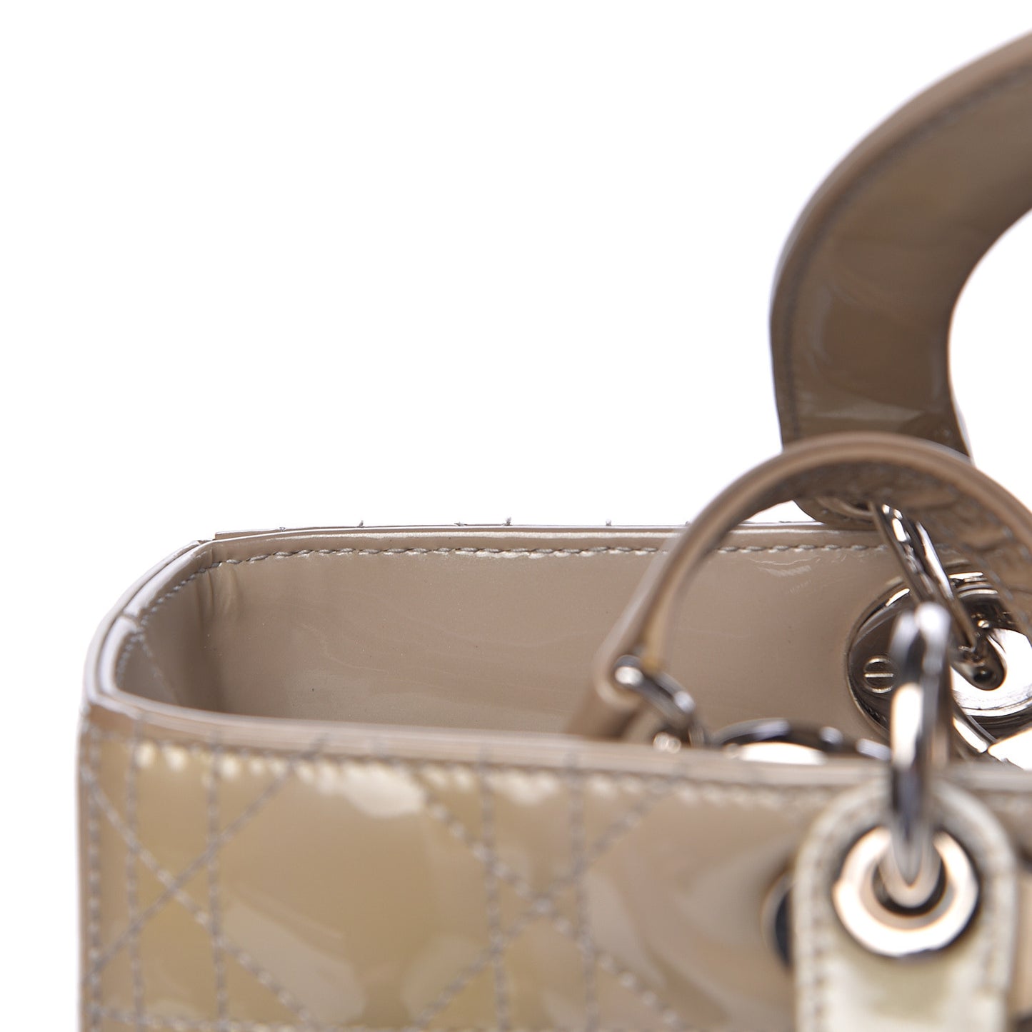 Patent Cannage Large Lady Dior Beige