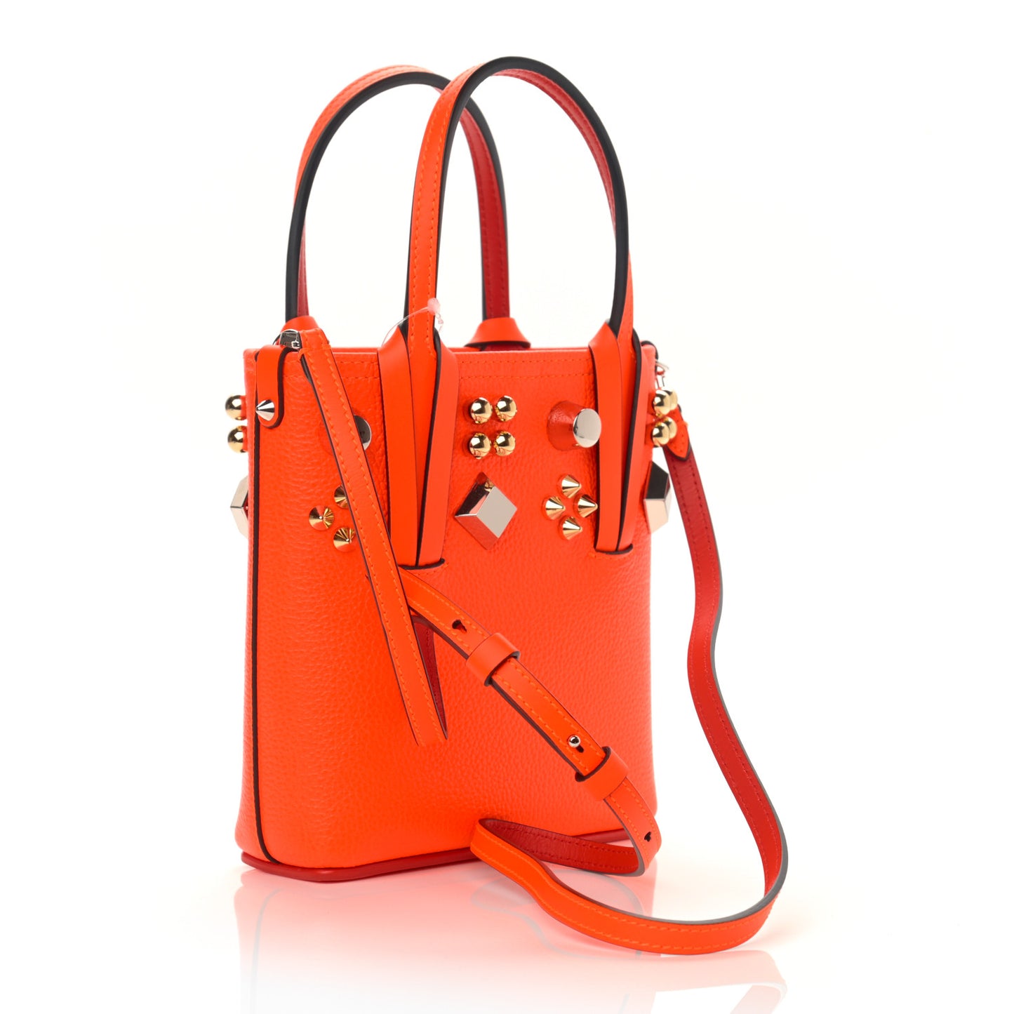 Calfskin Empire Spike Studded Mini Tote Sunrise Multicolor