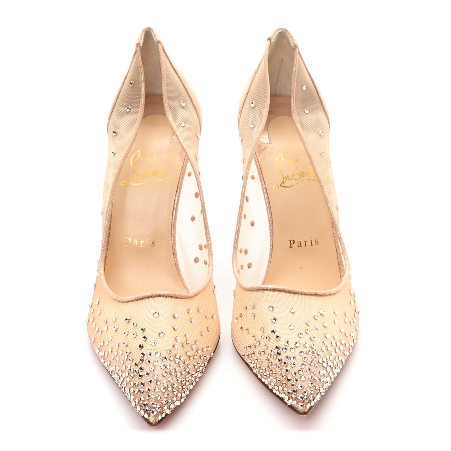 Suede Lame Crystal Strass Follies 100 Pumps  40.5 Light Silk