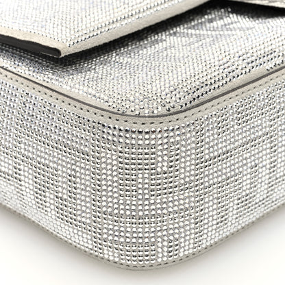 Fendi Crystal Vitello Laminato FF Medium Baguette Crystal Argento 8 of 9