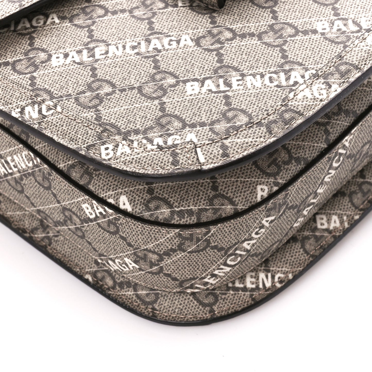 X BALENCIAGA GG Supreme Monogram Logo Print Horsebit 1955 Shoulder Bag Beige Ebony