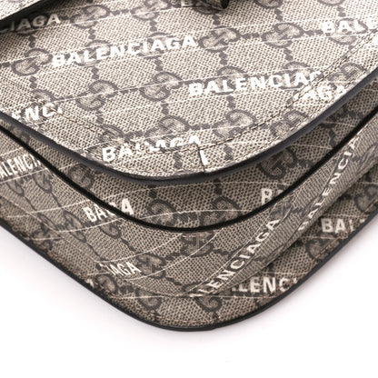 Gucci X BALENCIAGA GG Supreme Monogram Logo Print Horsebit 1955 Shoulder Bag Beige Ebony 10 of 11