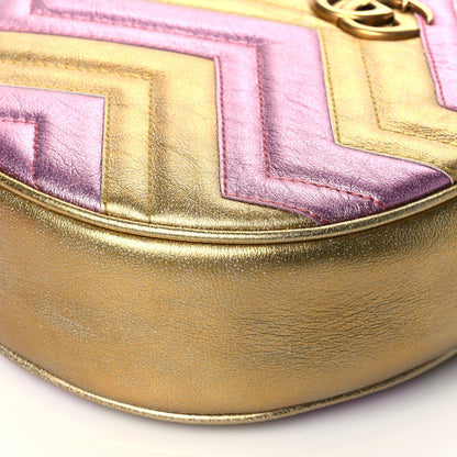 Gucci Metallic Nappa Matelasse Heart Mini GG Marmont Round Shoulder Bag Oro Vecchio Rosa 11 of 11
