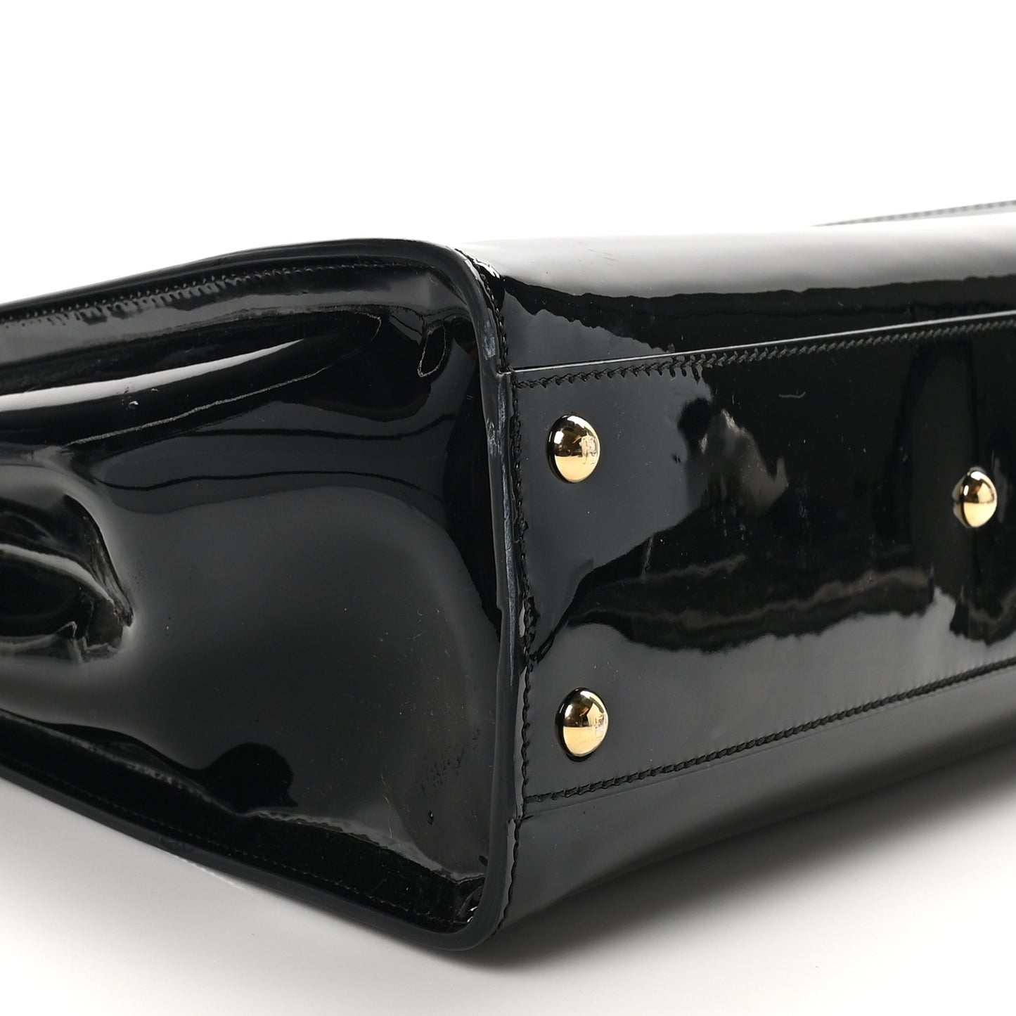 Patent Glazed Fabric FF 1974 Medium Peekaboo Iconic Defender Satchel Mogano Panna Black