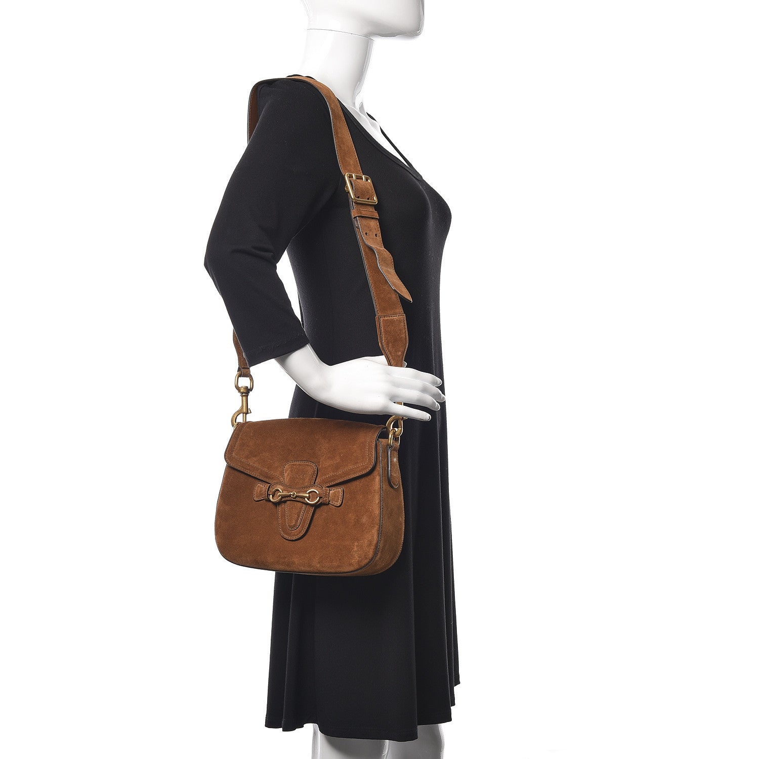 Gucci Suede Medium Lady Web Shoulder Bag New Marron 2 of 12