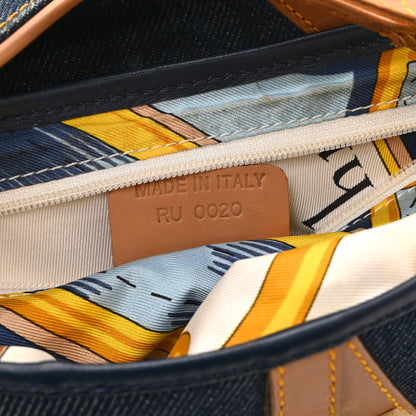 Christian Dior Denim Calfskin Saddle Bag  Blue 7 of 10