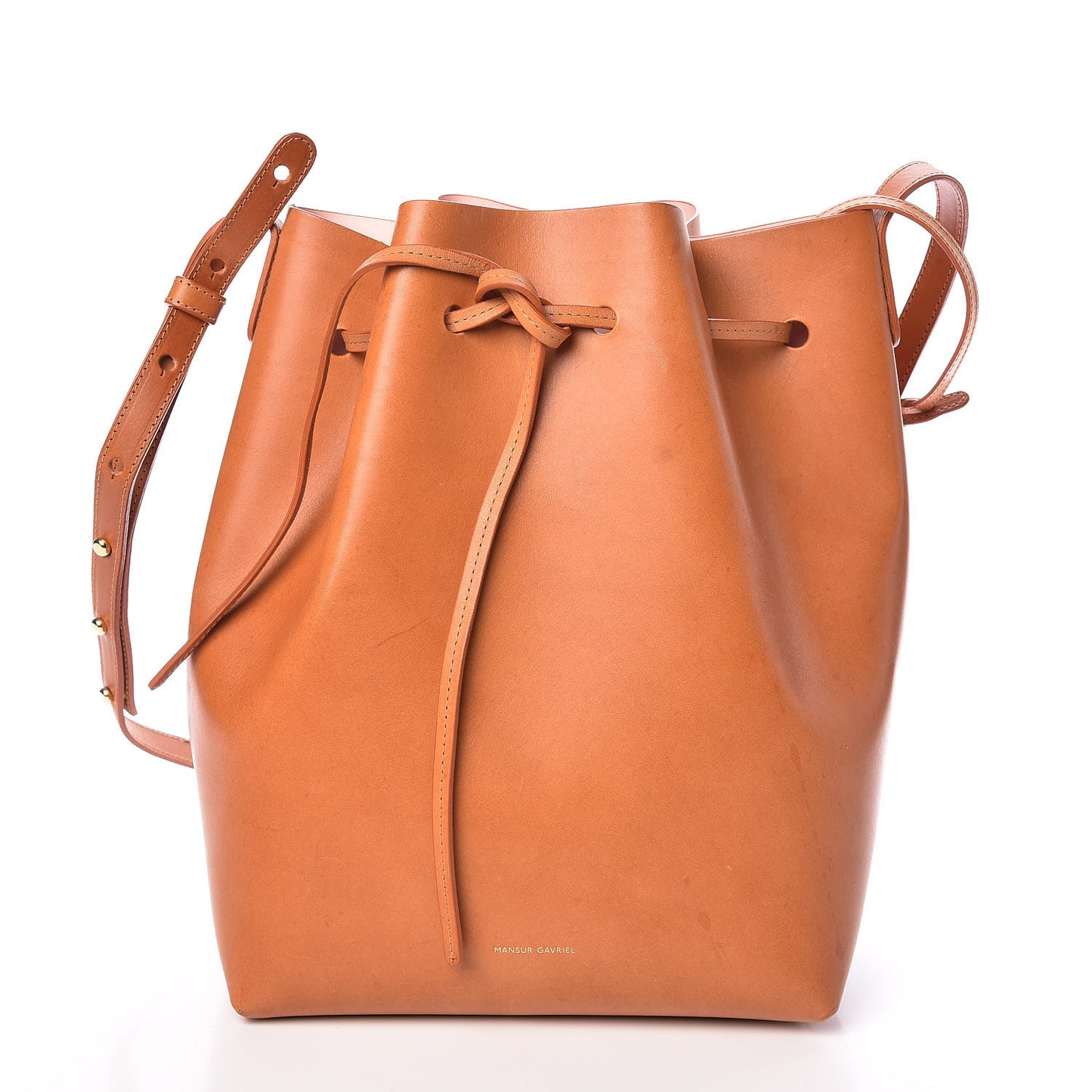 Vegetable Tanned Calfskin Bucket Bag Cammello Rosa
