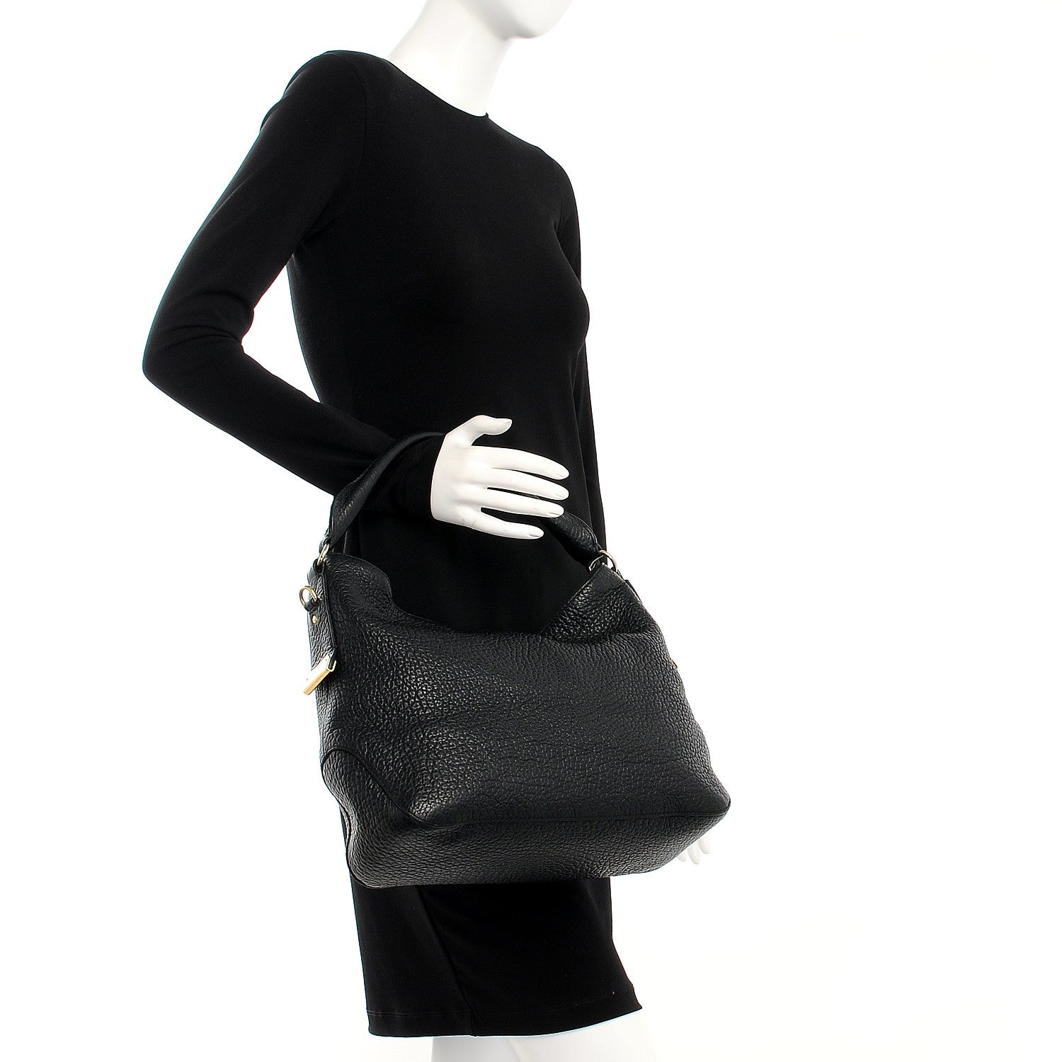 Burberry Signature Grain Calfskin Medium Hobo Black 2 of 9