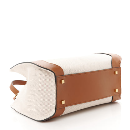 Valentino Garavani Canvas Calfskin Small Vlogo Signature Handbag Beige Selleria 4 of 9