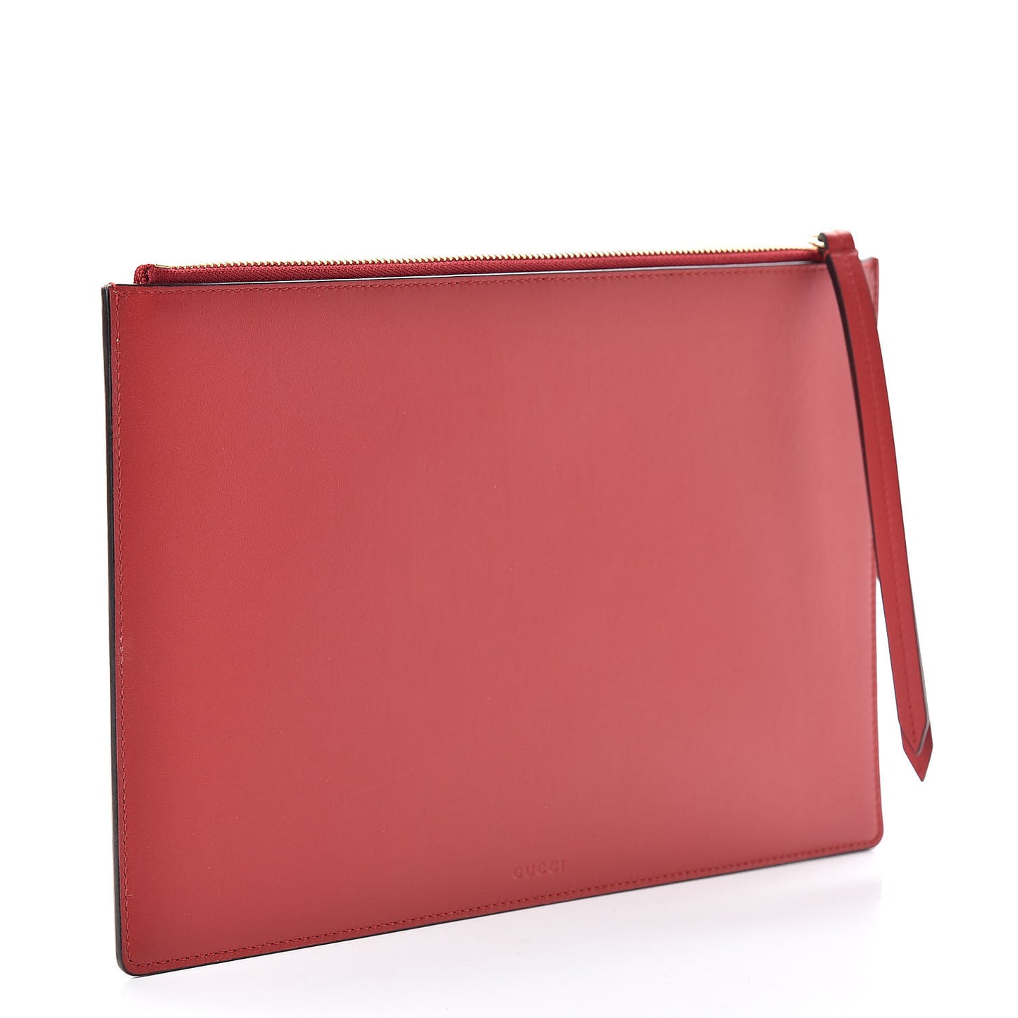 Calfskin GG Supreme Monogram Embroidered Rainbow Love Zip Pouch Red