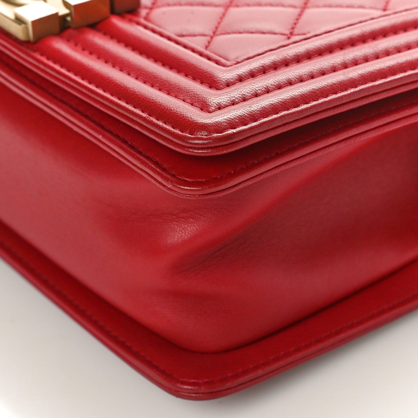 Lambskin Quilted Small Boy Flap Dark Red