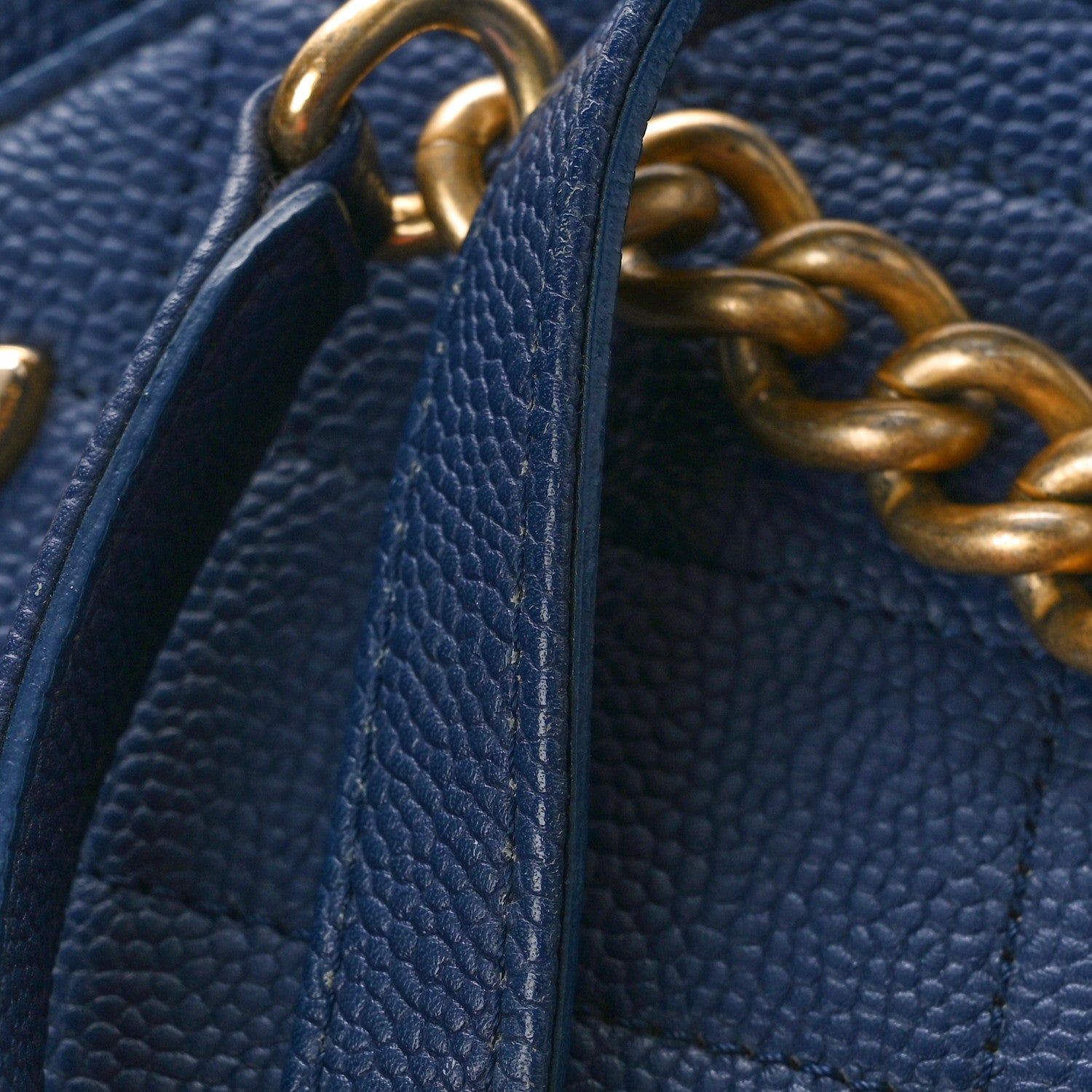 Chanel Caviar Diamond Stitched Small Top Handle Flap Blue 12 of 14