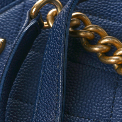Chanel Caviar Diamond Stitched Small Top Handle Flap Blue 12 of 14