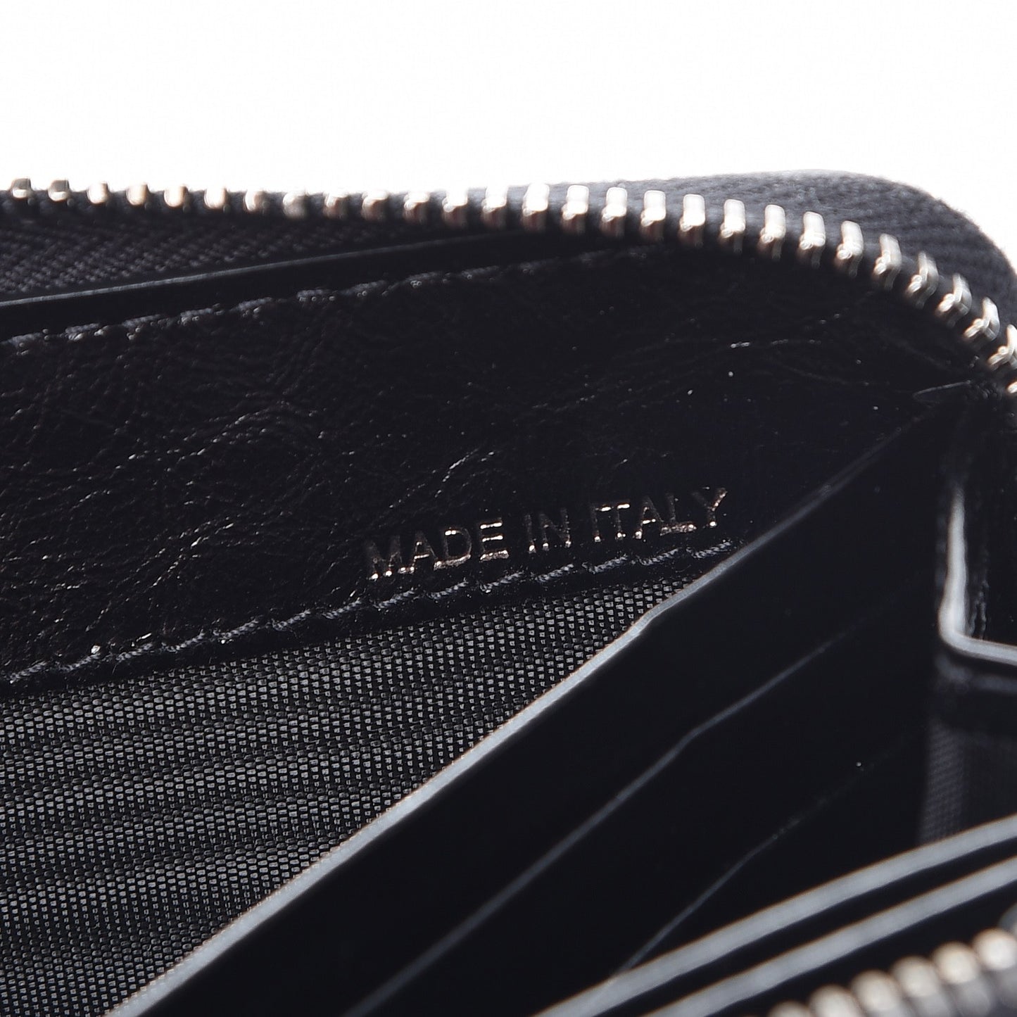 Craquele Calfskin Rockstud Zip Around Wallet Black