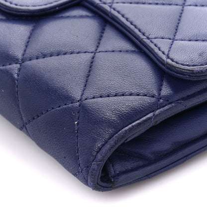 Chanel Lambskin Quilted Large Gusset Flap Wallet Blue 12 of 12